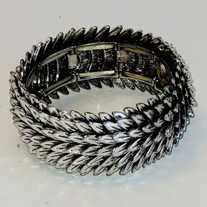 Stretch Bracelet, Fantastical Silver-tone Wings Layered, New